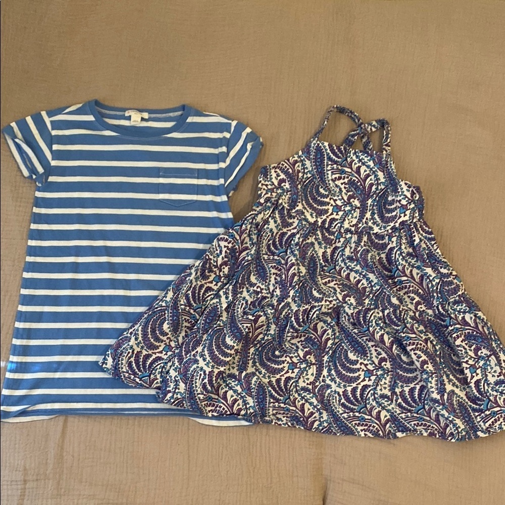 J. Crew Striped Blue Dress, Paisley Dress, and Pink Shorts Set. Size 5